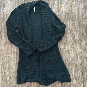 Indigenous Alpaca Blend Cardigan Sweater, Handmade in Peru, Midnight Blue, L